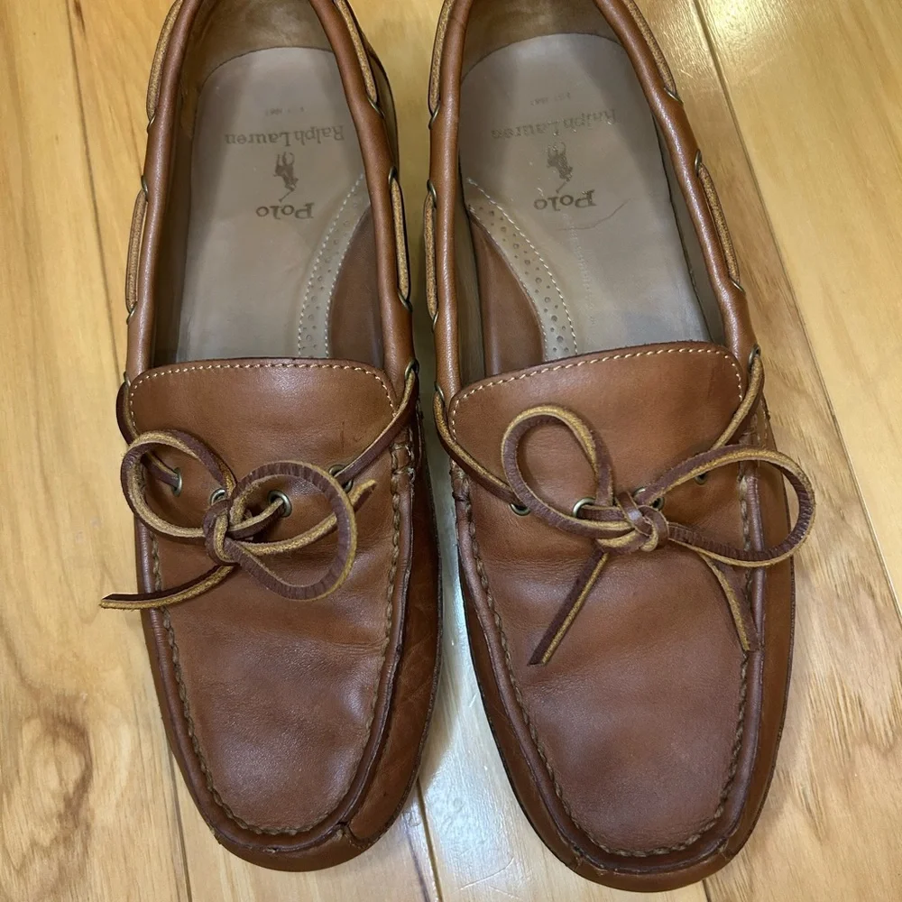 Polo Ralph Lauren Quiet Luxury Brown Leather Driving Loafers 9.5 Old Money